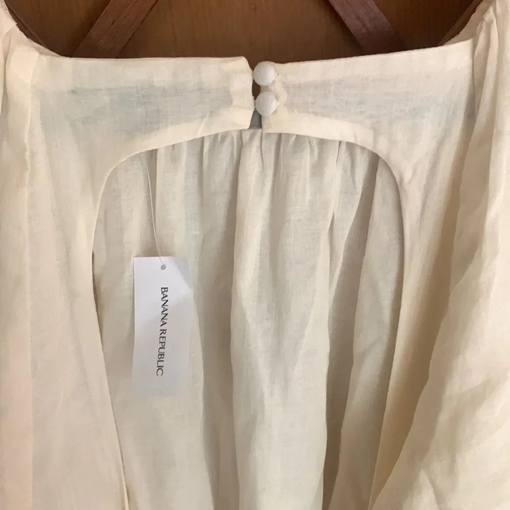 Banana Republic off-white Ramie open back linen dress NWT